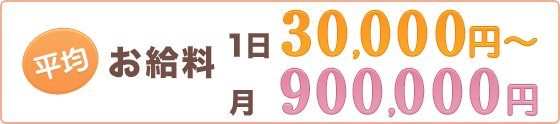 平均のお給料、1日35,000円。月600,000円